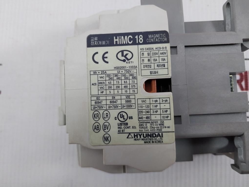 Himc 18 Ac Magnetic Contactor 750v/25a Brand Hyundai