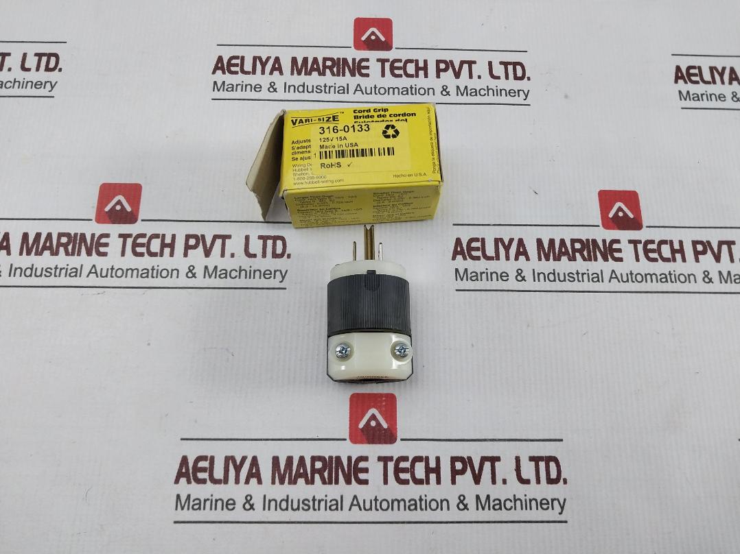 Hubbell Hbl5266C Vari-size Cord Grip Plug Insulgrip 2 Pole 3 Wire Grounding