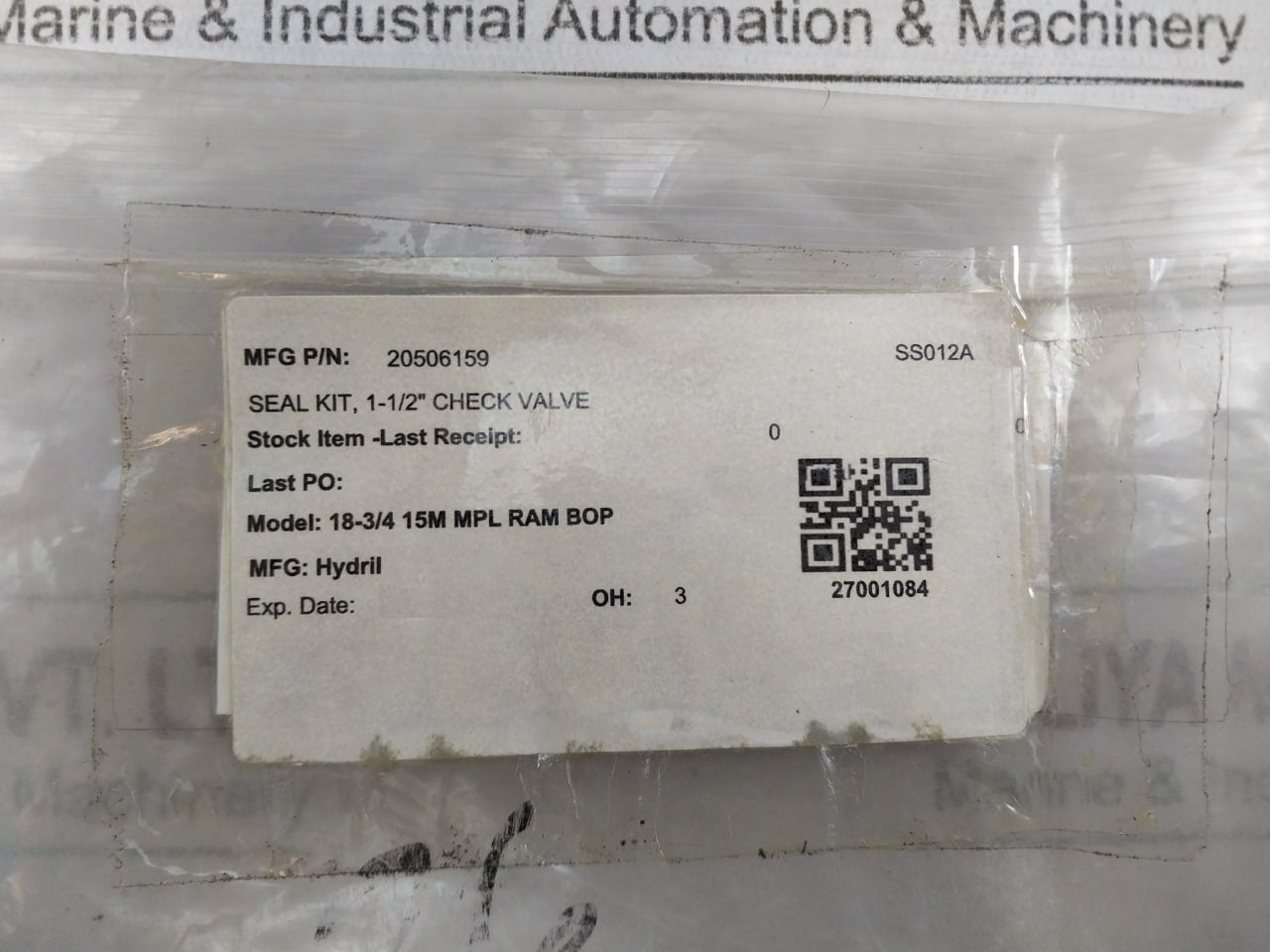 Hydril 20506159 Seal Kit 1-1/2" For Check Valve Rev A1