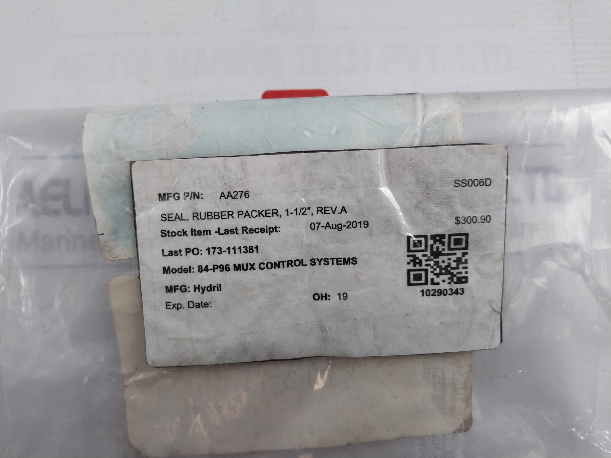 Hydril Aa276 84-p96 Mux Control Systems Rubber Packer Seal 1-1/2" Rev A
