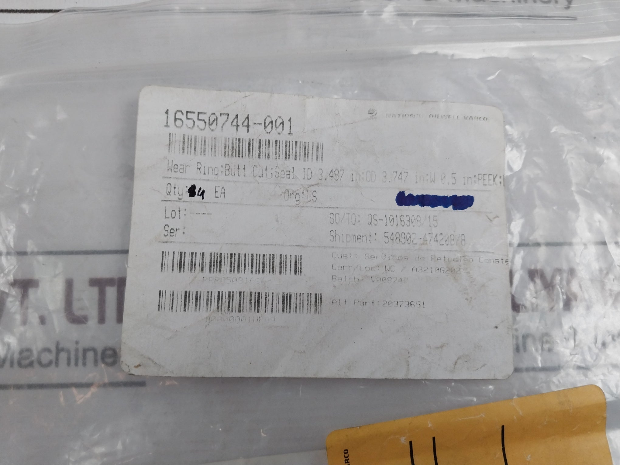 Hydril Ba-0286 O-ring Seal 30185991 Wear Band 3.747 Od X .500 Wide X 20373651