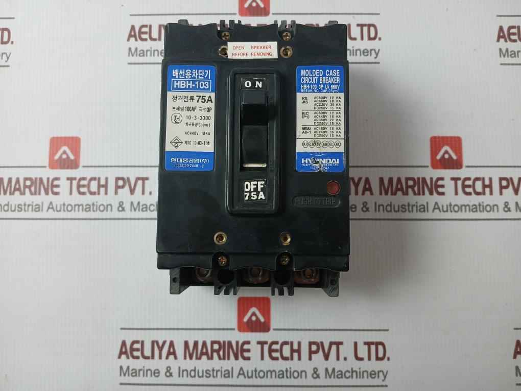 Hyundai Hbh-103 Molded Case Circuit Breaker 660V/75A