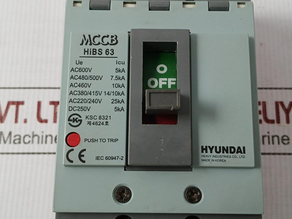 Hyundai Molded Case Circuit Breaker 50/60hz Ac 690v Hibs 63