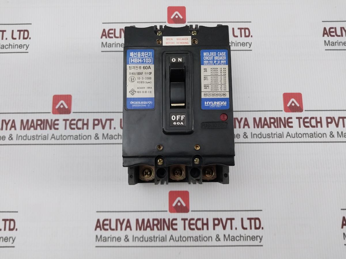 Hyundai Hbh-103 Molded Case Circuit cAc440V 18Ka 60A