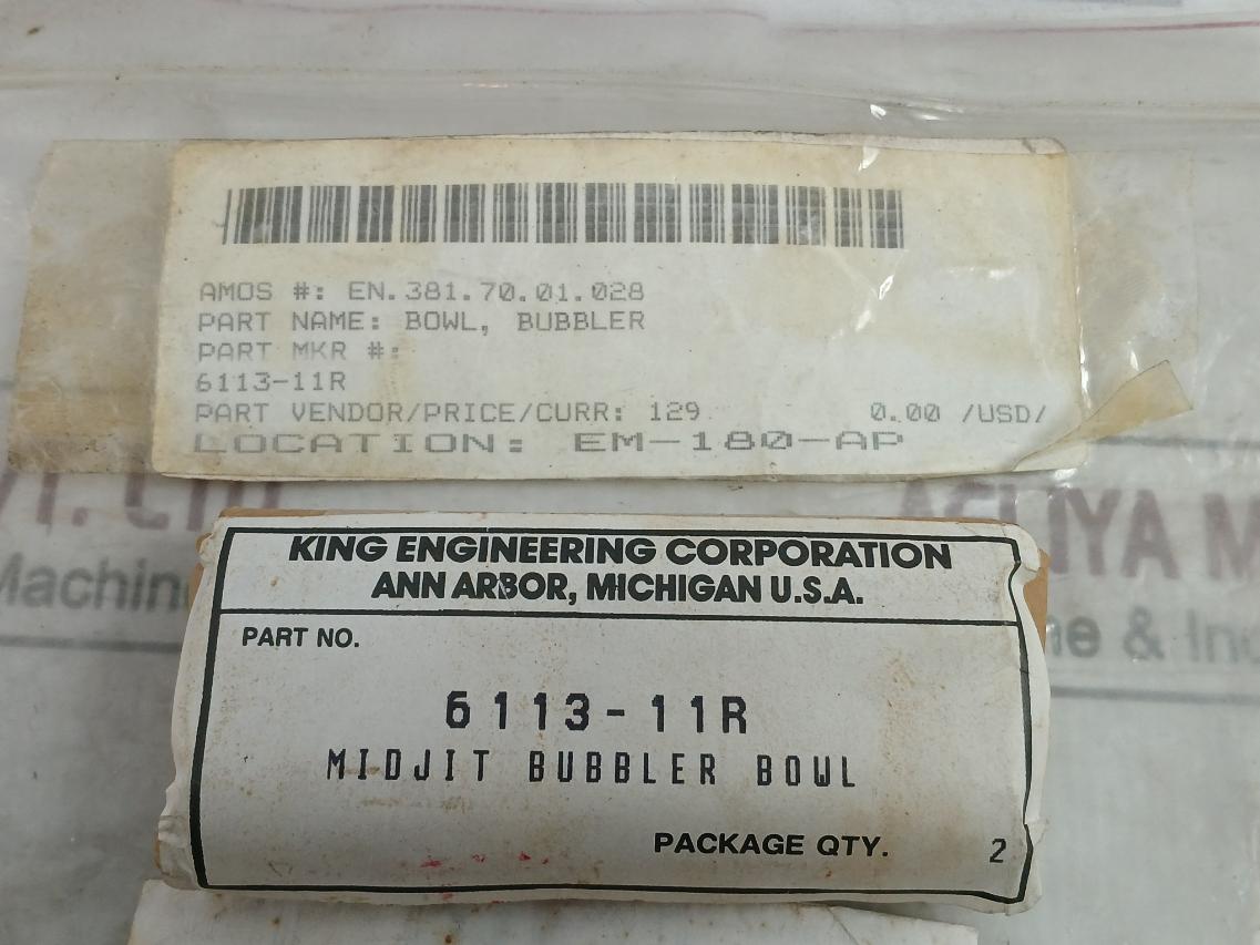 King Engineering Midget Bubbler Bowl Glass Tube 6113-11R