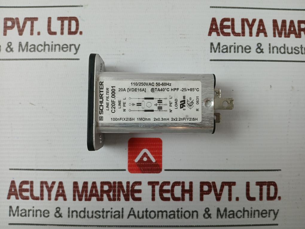 Line Filter 110/250Vac 20A Part No: C20F.0001 Schurter