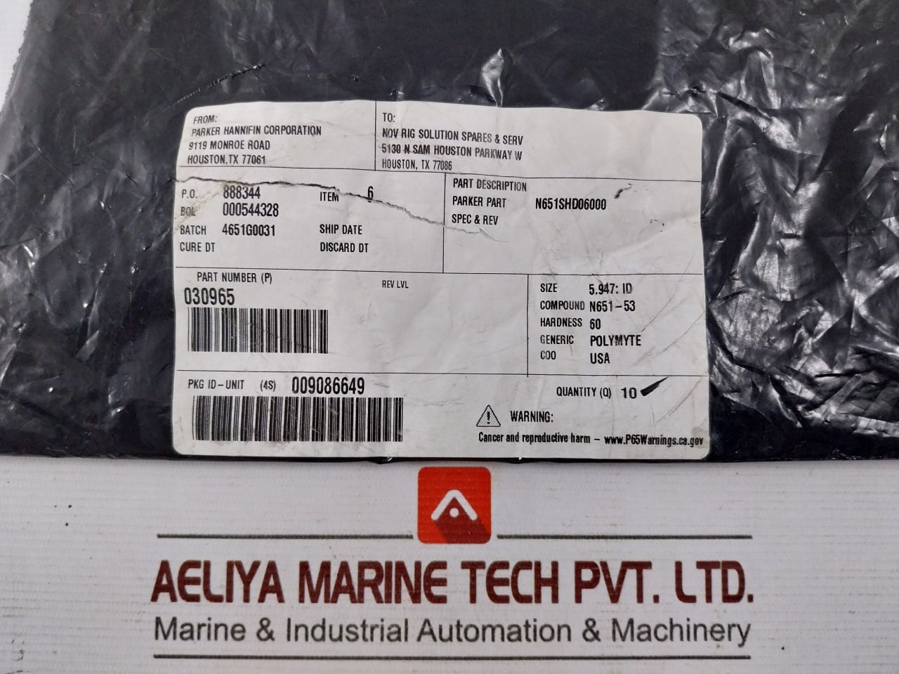 Lot of 10X PARKER HANNIFIN 030965 Hydraulic Seal Kit N651SHD06000 5.947