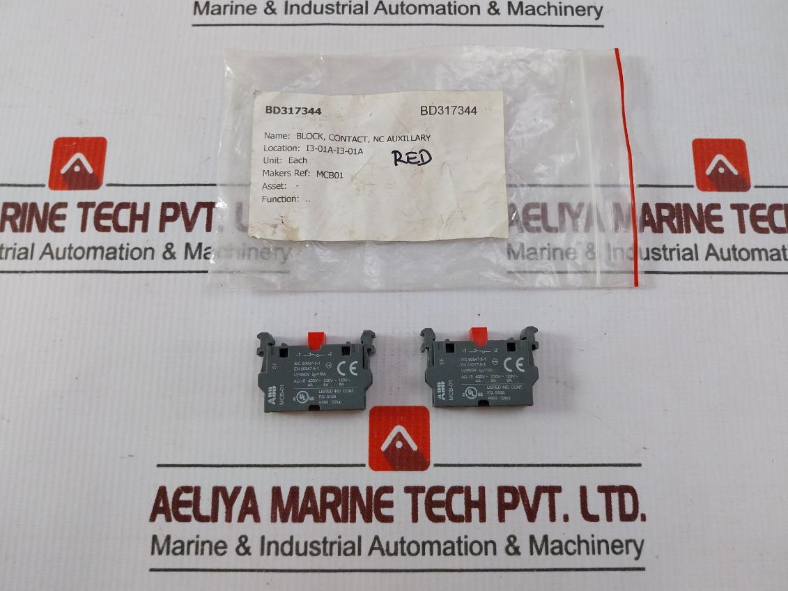 Lot Of 2X Abb Mcb-01 Nc Auxiliary Contact Block 400V 4A