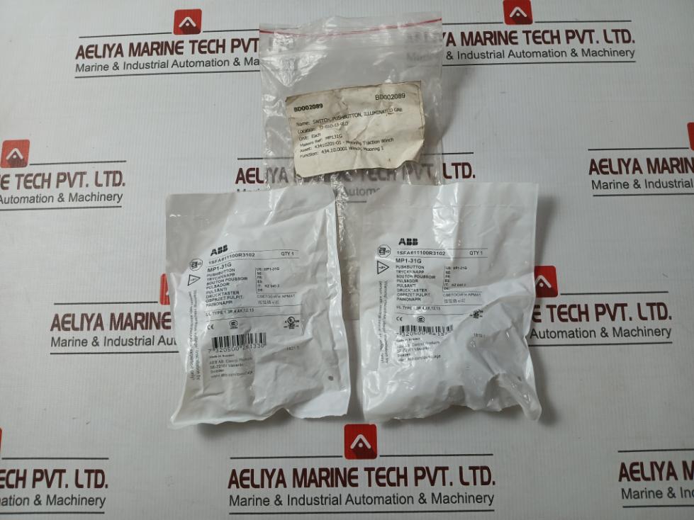 Lot Of 2X Abb Mp1-31G Green Momentary Push Button Head