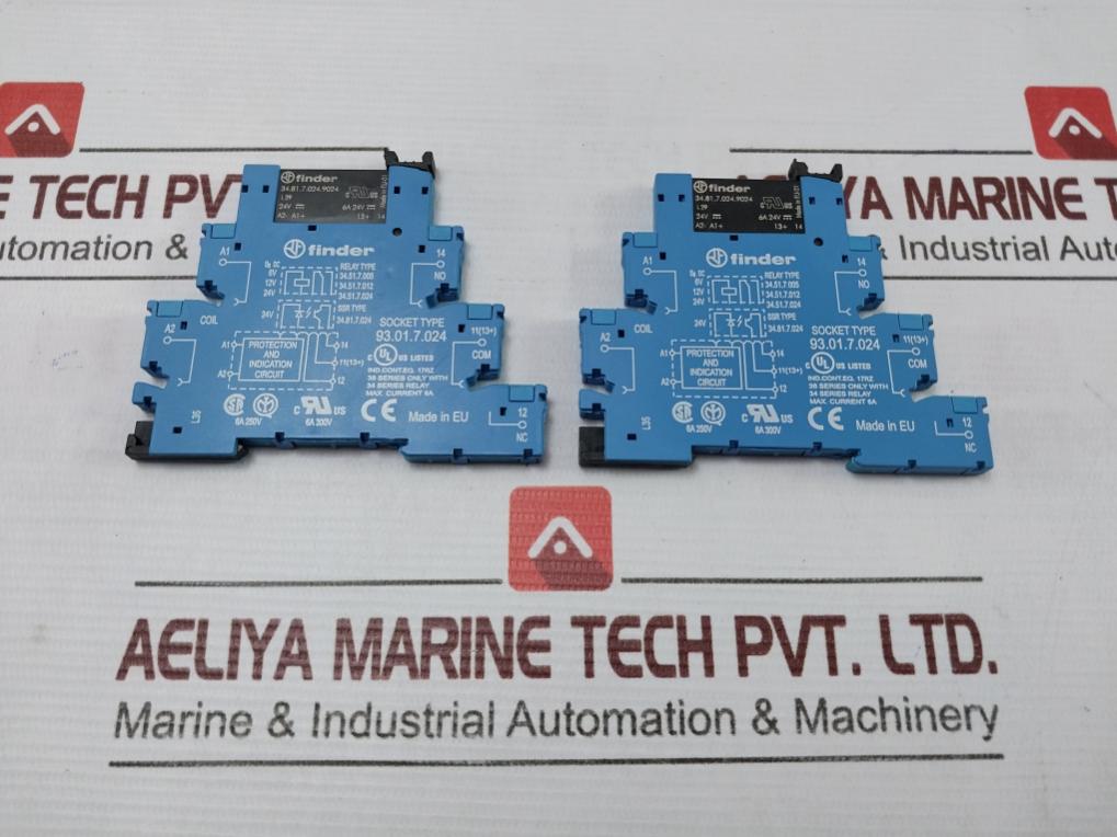 Lot Of 2X Finder 93.01.7.024 Relay Socket 6A 24V