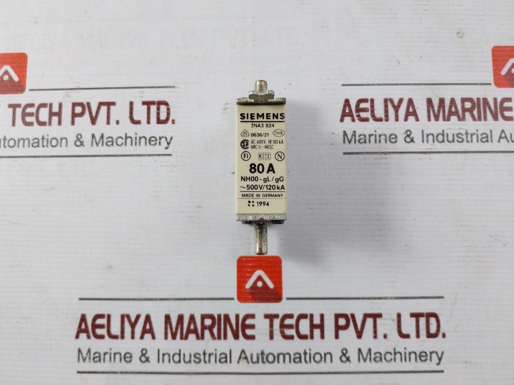 Lot Of 2X Siemens 3Na3 824 Fuse Nh00-gl/Gg 80A Ac 600V