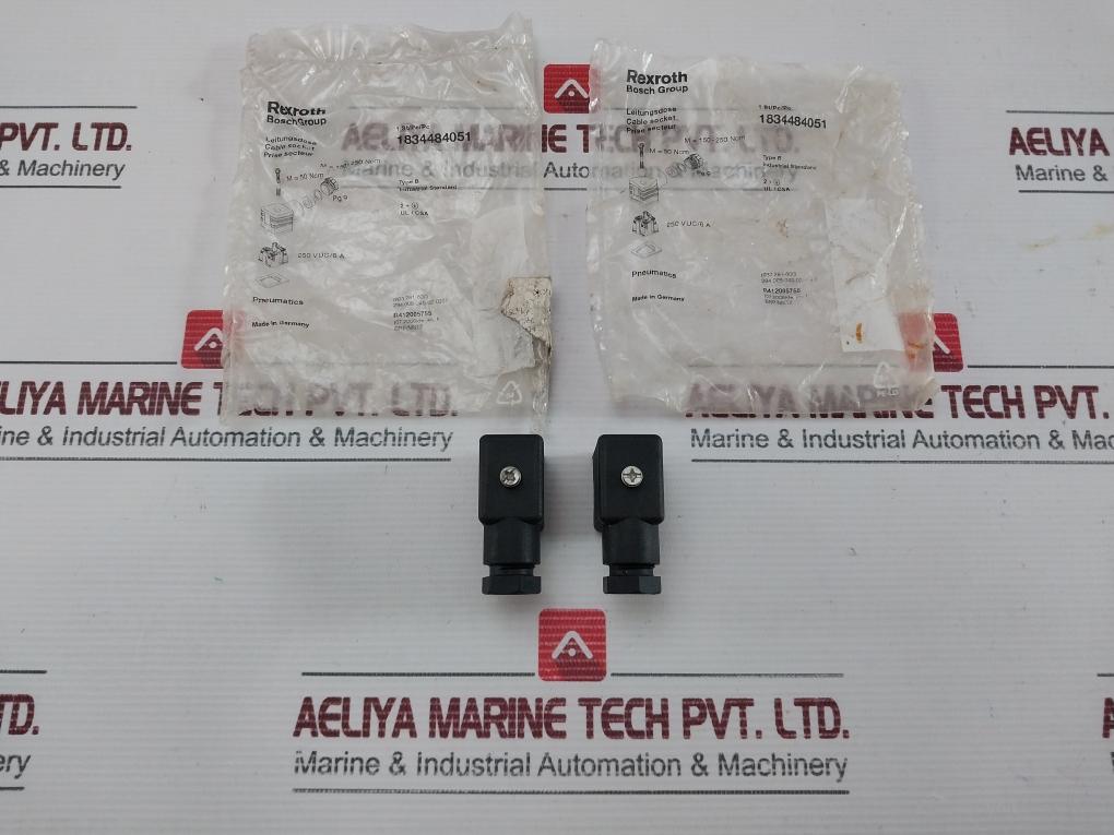 Lot Of 2x 16a 250v 1834484051 Cable Socket Connector Rexroth
