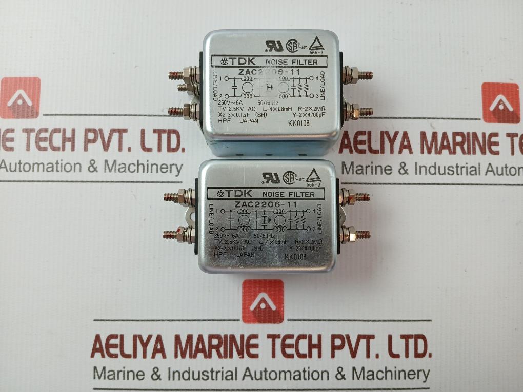 Lot Of 2x Noise Filter 250v-6a 50/60hz Zac2206-11 By Tdk