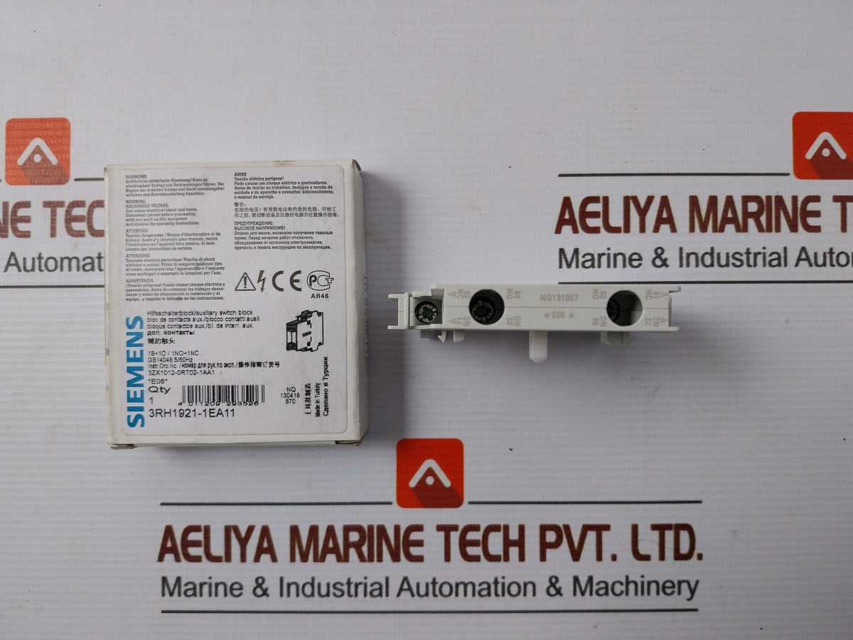 Lot Of 2x Siemens Auxiliary Contact Block 500v 3rh1921-1ea11