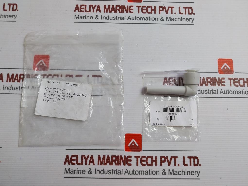 Lot Of 2x Smc 6070461-S Plug In Elbow Pneumatic Fitting Size-12