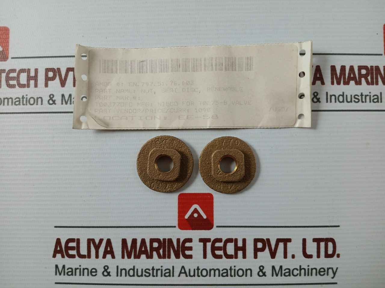 Lot of 3X Nibco T003770FC Nut Seat Disc Renewable for T0275-B Valve