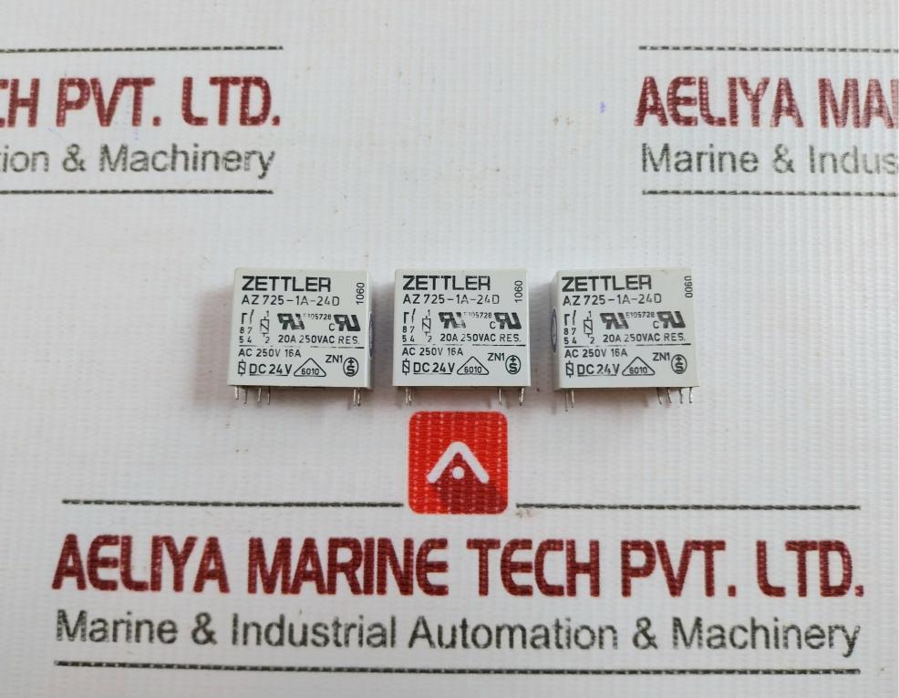 Lot Of 3x Az725-1a-24d Miniature Power Relay By Zettler 20a 250vac