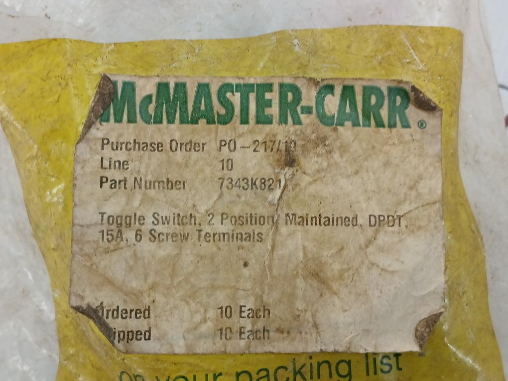 Lot Of 3x Toggle Switch By Mcmaster-Carr 7343k821