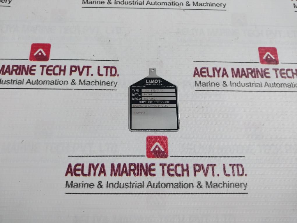 Lot Of 4X Lamot 1/4" Std (Aa) Rupture Pressure Disc 25000 Psig