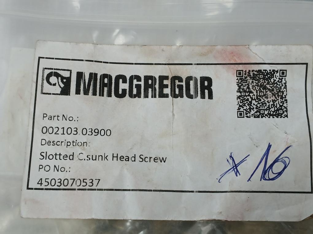 Lot Of 4x Macgregor &nbsp;C.Sunk Head Screw 002103 03900 Slotted