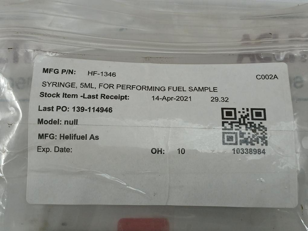 Lot Of 5X Asc 5Ml Hf-1346 Fuel Sample Injector Record Nozzle