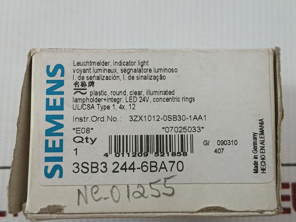 Lot Of 5x Led Indicator With Lamp Holder 24v Assembly Siemens 3sb3 244-6ba70