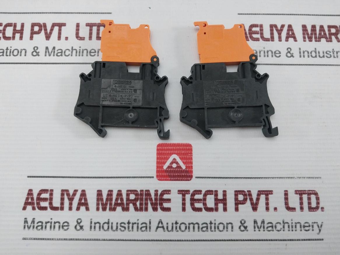 Lot Of 9x Terminal Block By Phoenix Contact Din Rail Ut 4-Hedi(-P/P)