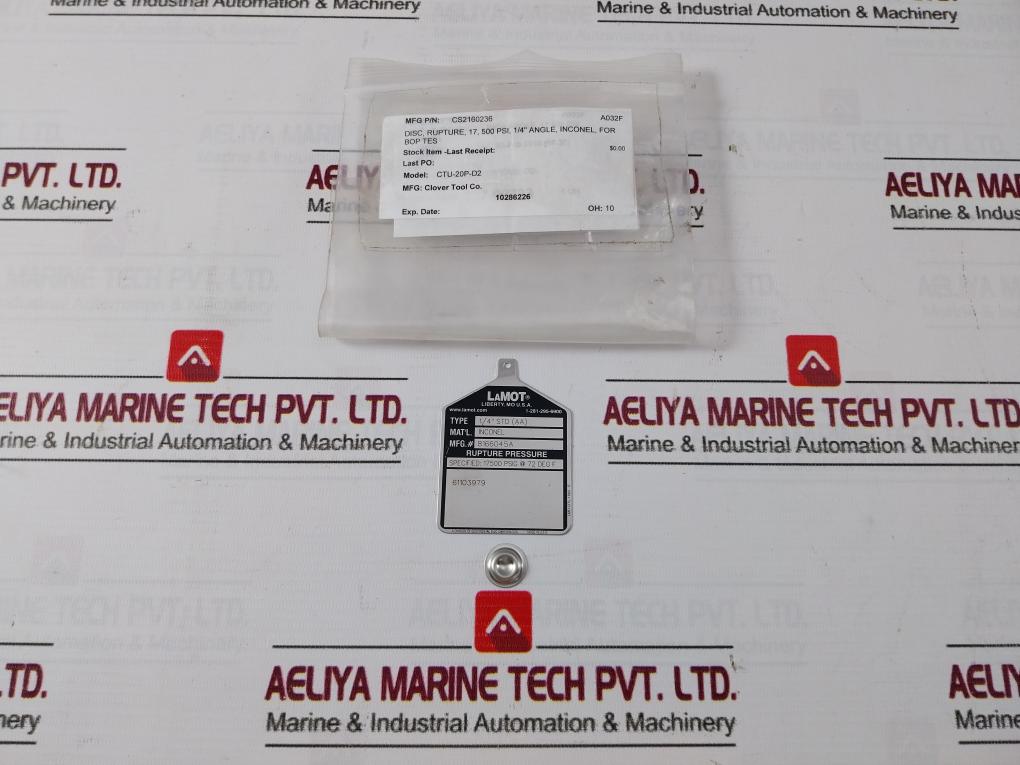Lot Of 3X Lamot 1/4" Std (Aa) Rupture Pressure Model Ctu-20P-d2