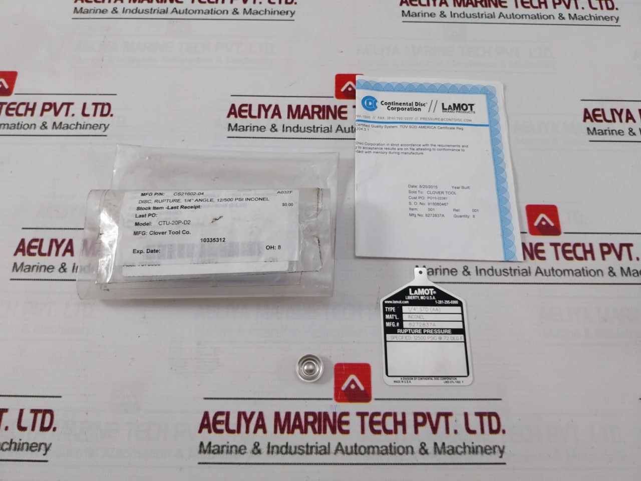 Lot Of 4X Lamot 1/4" Std (Aa) Rupture Pressure Disc 12,500 Psig 72°F Ctu-20P-d2