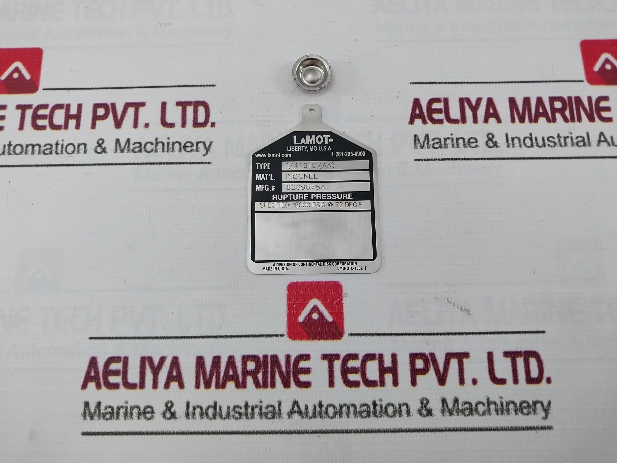 Lot Of 4X Lamot 1/4” Std (Aa) Rupture Pressure Disc Ctu-20P-d2 15000 Psig