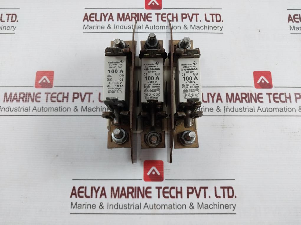 M.Schneider Nh-00/000 Eurofuse Holder W/ Fuses Gl-gg 120Ka Ac500V Vde0636/2