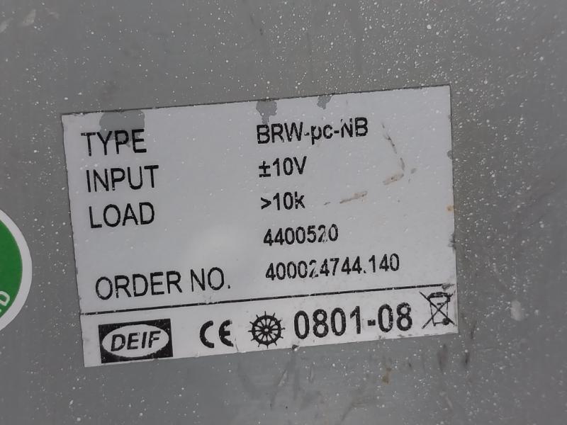 Main Engine Rpm Indicator Input 10v Brw-Pc-Nb By Deif