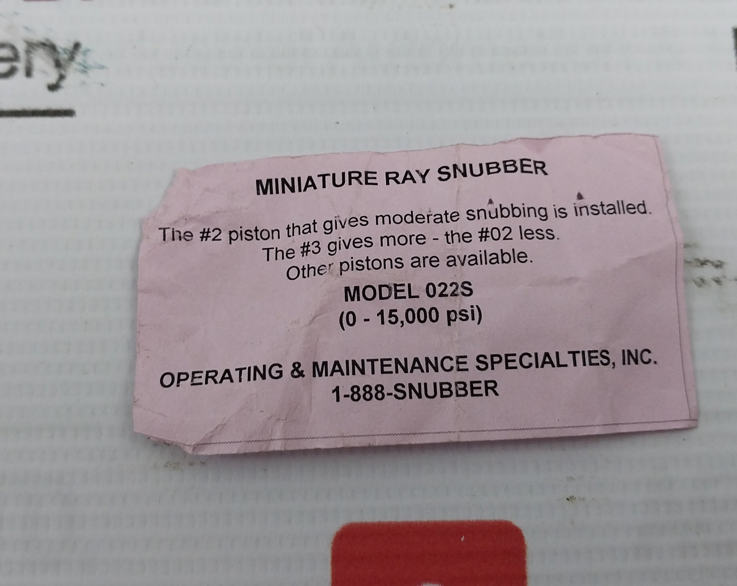 Miniature Ray Snubber 022S Pressure Modle R02253,022Ss,316Ss 1/4 Npt X