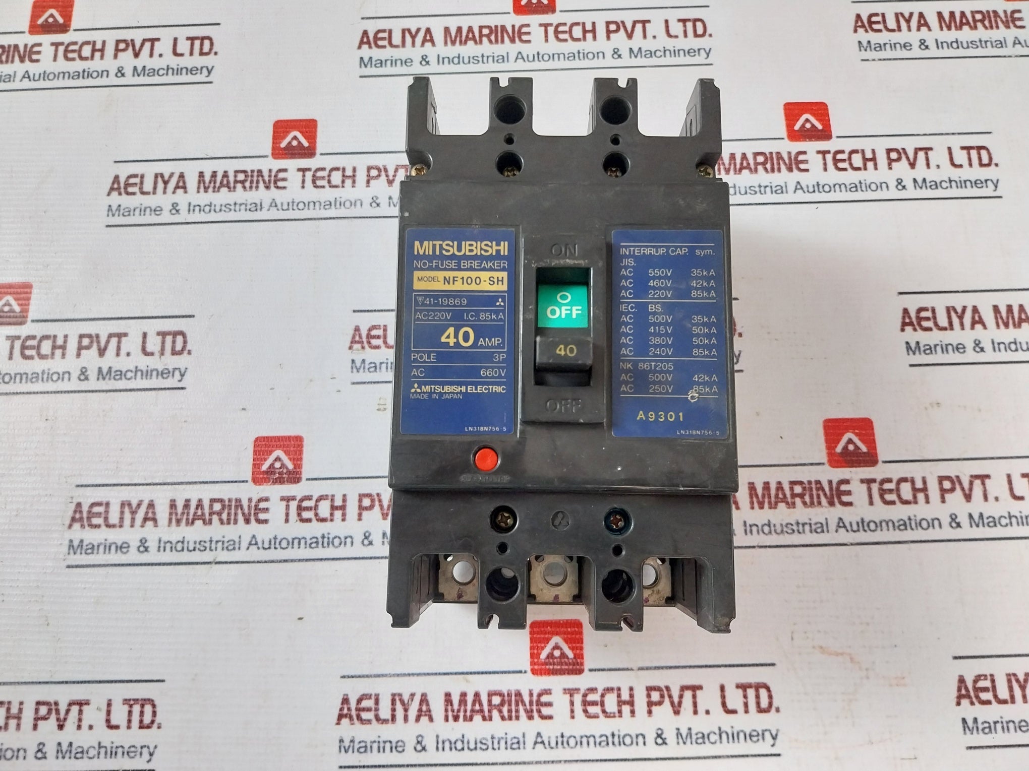 Mitsubishi Electric NF100-SH No-fuse Breaker 3 Pole 40Amp AC 660V 50/60Hz