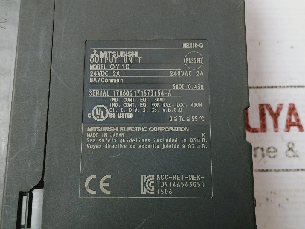 Mitsubishi Electric Qy10 Plc Q Series Output Module 240V Ac/24V Dc 2A ...