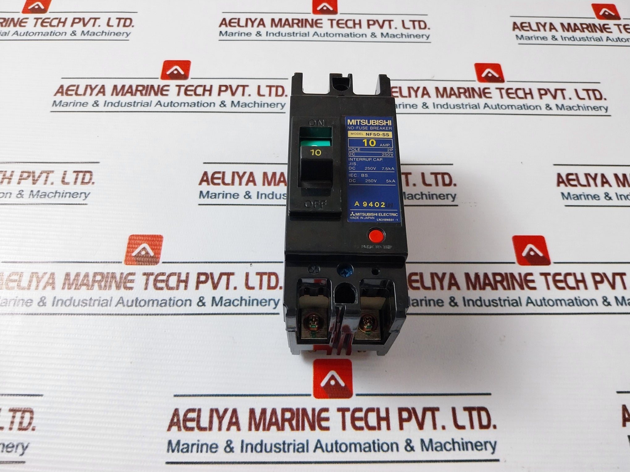 Mitsubishi Nf50-ss No-fuse Circuit Breaker 2 Pole 10 Amp 250Vdc