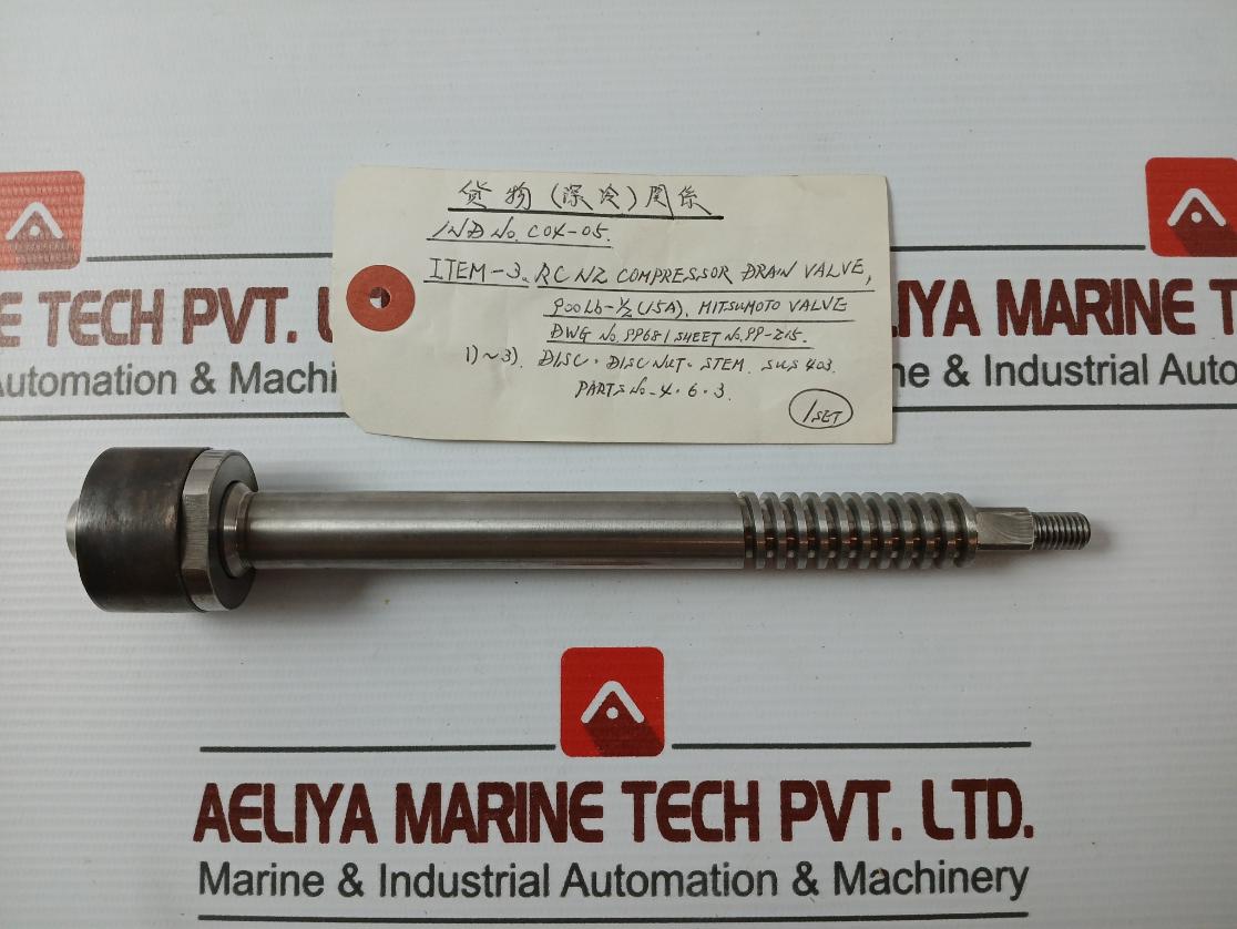 Mitsumoto Valve 900Lb-1/2 (15A) Compressor Drain Valve Stem