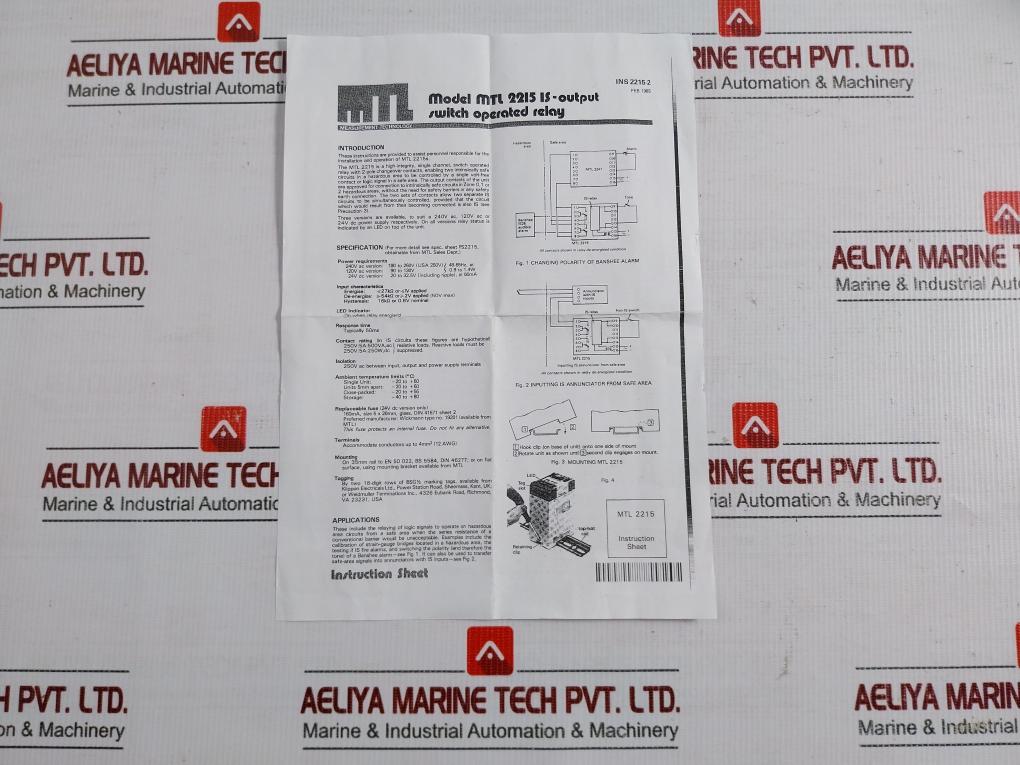 Mtl-2215 Is-Output Switch Operated Relay By Measurement Technolog