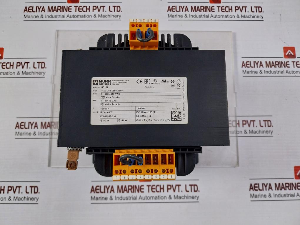 Murrelektronik 86152 1-phase Control And Isolation Transformer 1600Va