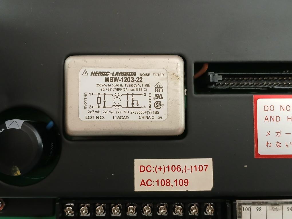 Nemic-Lambda Noise Filter Pcb Assy 250v-3a 50/60hz Mbw-1203-22