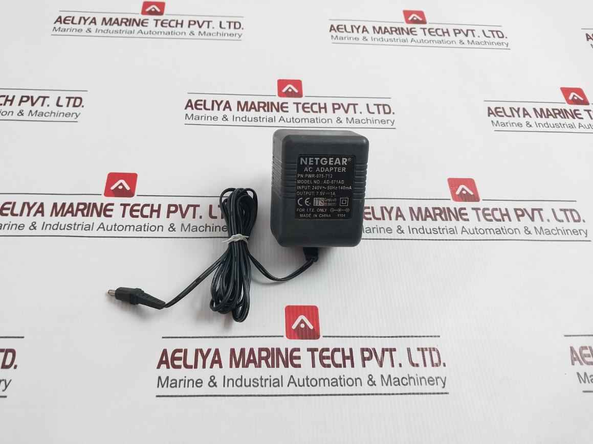 Netgear Pwr-075-712 Ac Adapter 240V 50Hz 140Ma 7.5V---1A