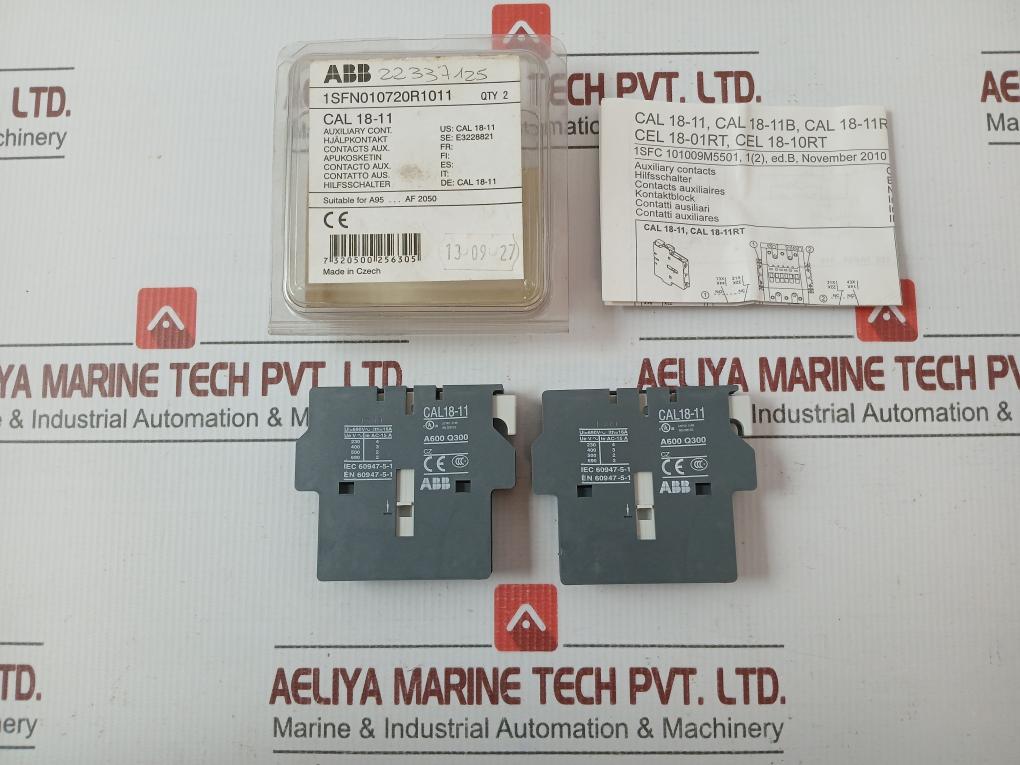 Lot Of 2x Auxiliary Contact Block By Abb Cal18-11