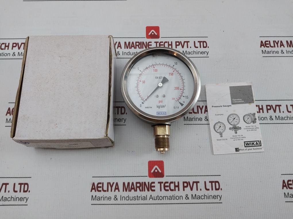 New Condition  Pressure Gauge 0-230psi 16kg/Cm2 By Wika 212.53.100