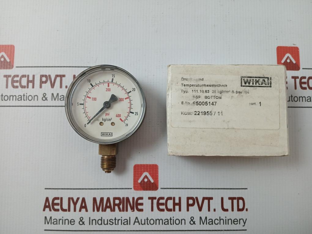 New Condition Pressure Gauge 28 Kg/Cm2 & 400 Psi Wika 111.10.63