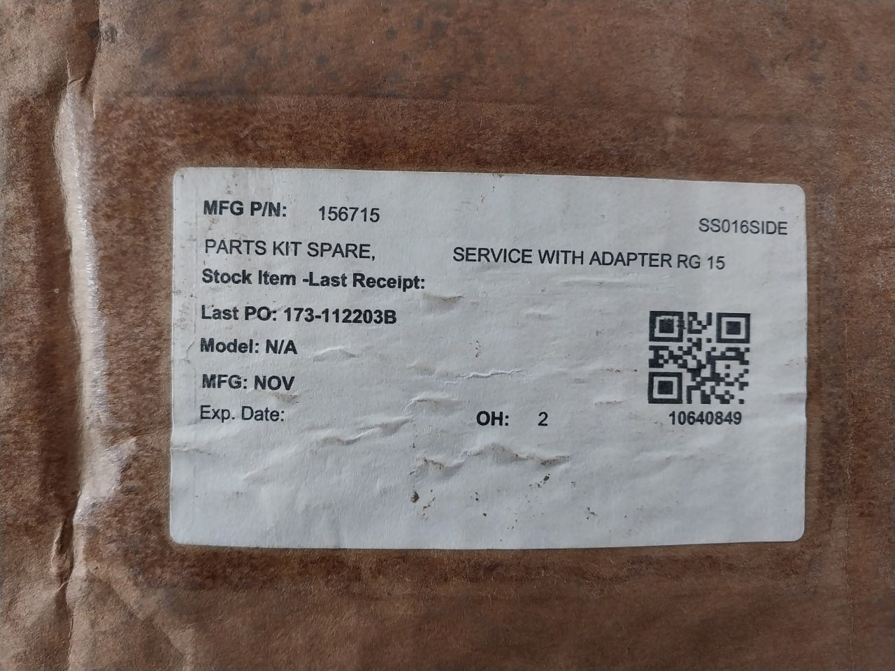 Nov 030765 Spare Part Kit With Adapter Rg 15 For 18-5M Sbop