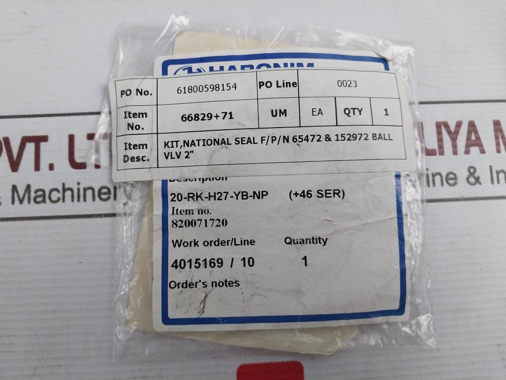 Nov 66829+71 Ball Valve Seal Kit 2 Inch 20-rk-h27-yb-np Ss011B