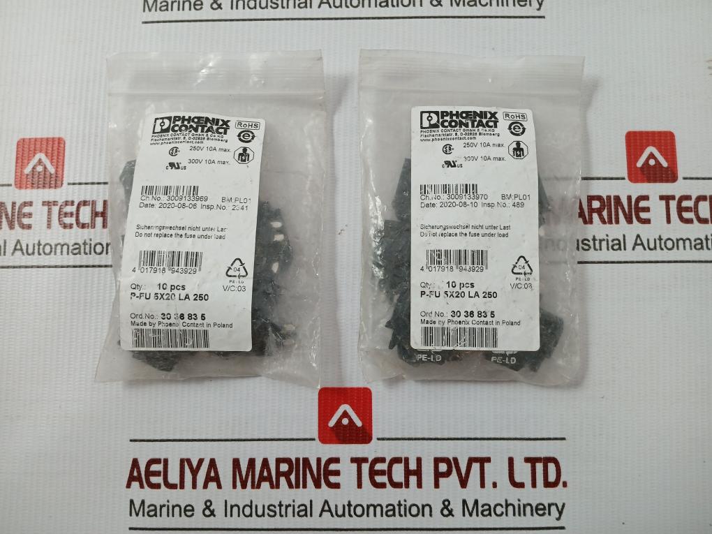 Pack Of 10x P-Fu 5x20 La 250 Fuse Plug 250v 10a Max Brand Phoenix Contact