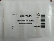 Pack Of 5X Rs-c-10K-5%-0.25W New Film Resistor Brand Rs Pro