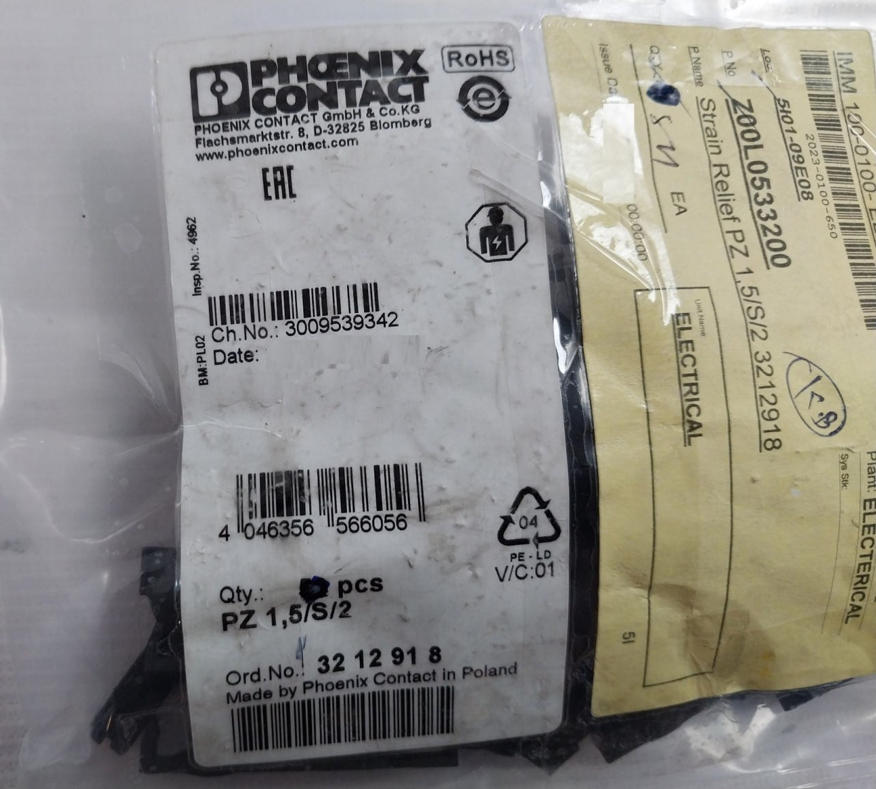 Pack Of 5X Phoenix Contact Pz 1,5/S/2 Strain Relief Z00L0533200 Pl02