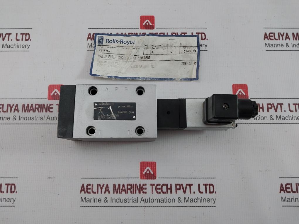 Part No.  Aedrvn10/100 Hydraulic Magnetic Valve Wandfluh
